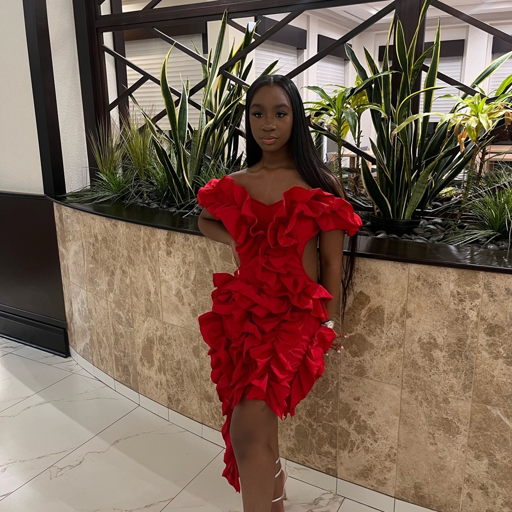Trendy Boutique Red Asymmetrical Dress